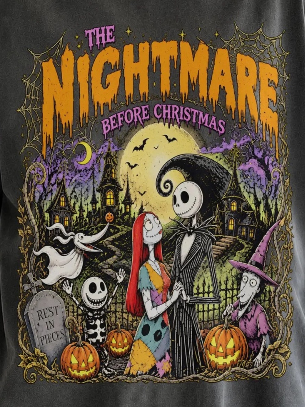 Comfort Colors The Nightmare Before Christmas Graphic Tee - Pepper - Picture 2 of 3